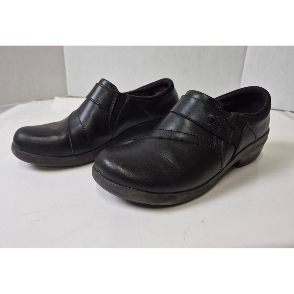 Clarks Womens Black Leather Slip On Ultimate Comfort Shoes Loafers 8.5 M